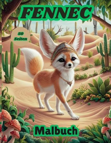 Fennec-Malbuch: 50 Malvorlagen mit vielen Fennek-Arten zum Stressabbau und zur Unterhaltung