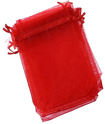 HAWILLOSCH 50 Stück rote Kordelzug Sackleinen Schmuck Beutel Süßigkeiten Geschenktüten für Hochzeit Party Supplies