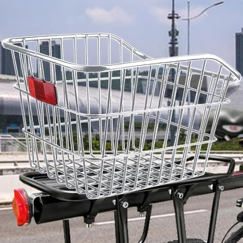 Cesta trasera para bicicleta, cesta trasera de alambre, cesta trasera de alambre para ciclismo, cesta de carga para bicicleta, cesta de carga para bicicleta, cesta trasera grande para bolsa, mochila,