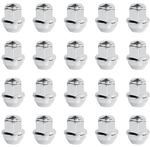Bohaner Radmuttern M12 x 1,5, 19 mm, Sechskant, Legierung, Chrom, geschlossenes Ende, M12 x 1,5, Radmuttern, kompatibel mit den meisten Ford Focus, Fiesta, Fusion, Escort, Mondeo, Kuga, C-Max, Silber