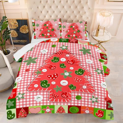 Bettdecke 200X200 Weihnachtsbaum Bettdecken 200Gsm,Dünne Und Leichte Duvet,4 Jahreszeiten Bettdecken,Weiche Mikrofaser Bettdecke Mit 2 Kissenbezüge,Warm Steppbettdecke Für Allergiker
