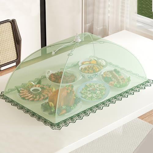Drahtseilklemmen, Drahtseilkabelklemmen 2 Stück Frischhaltefolie for Lebensmittel, Faltbares Lebensmittel-Anti-Mückennetz, Wiederverwendbar for Kuchen, Obst, Grillen, Party, Buffet, Picknick(60x40x24c