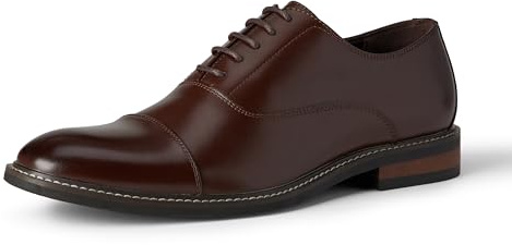 Amazon Essentials Men's Cap Toe Oxford Dress Shoes, Cognac, 7