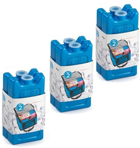 meberg PF12986BO_x3 Mini Kühlakkus 6er Set kompakte Eisakkus je 10 cm Kühlelement ideal für Lunchbox Brotdose Kühltasche wiederverwendbar platzsparend