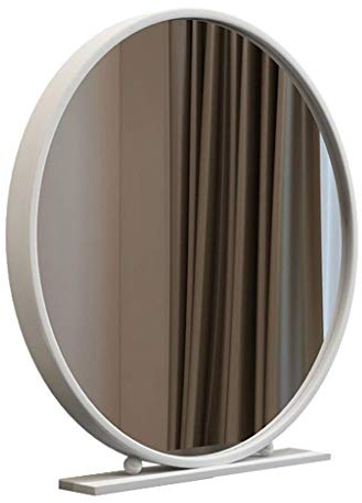 Specchio da trucco rotondo di alta qualità, 50 cm, autoportante, per bagno e scrivania, elegante colore bianco e nero, ideale per la bellezza e la bellezza, perfetto per l'uso in camera da letto