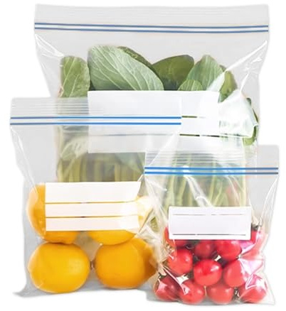 Bolsas para congelar alimentos 90 unidades bolsas de conservación reutilizables transparentes tamaño pequeño mediano grande con cierre hermético resistentes sin BPA ideales para frigorífico