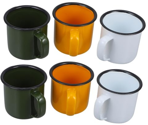 ELAYARD 6 StüCk Vintage Emaille Trinkbecher 6Cm Dickwandige Teetassen Wassercup HitzebestäNdig Rostfrei Multifunktional FüR Zuhause BüRo Café