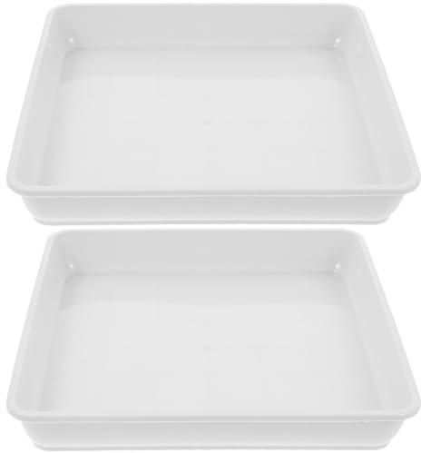 SEWACC 2 Pezzi Vassoio Quadrato per Fioriera in Resina Sottovaso Plastica Bianco Antiscivolo Base UV-Resistente per Piante Succulente e Fiori Adatto Interni ed Esterni