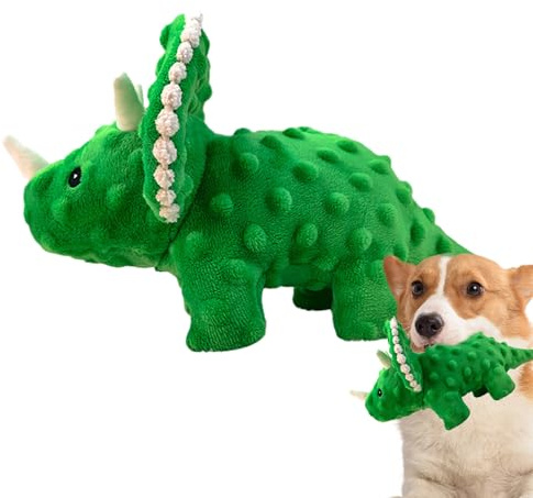Quietschendes Hundespielzeug | 1 st Weiches Plüschspielzeug | 28 cm Buntes Dinosaurier-Spielzeug Mit Squeaker Für Welpen und Kleine Hunde, Gefülltes Hundespielzeug, Zahnschonend Langle big