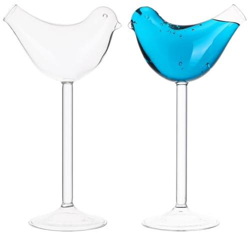 Tofficu Bicchieri da Martini in Vetro 150Ml Set 2 Pezzi, Bicchieri da Cocktail Creativi a Forma di Volatile, Porta Cocktail Trasparenti per Feste, Bar e Uso Domestico