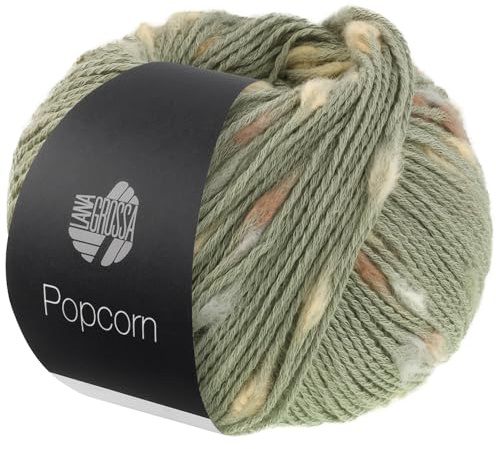 LANA GROSSA Popcorn | Effektnetzgarn gefüllt mit bunten, flauschigen Farbspots | Handstrickgarn aus 100% Baumwolle | 50g Wolle, Stricken & Häkeln | 125m Garn FB 13