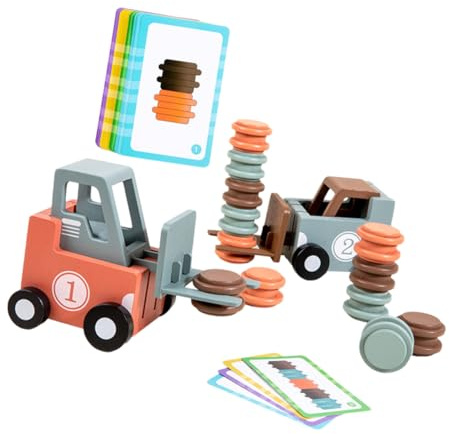 HEALSOPTHY Juego de Vehículo de Construcción de Juguete de Carretilla Elevadora Pequeño de Plástico Ligero, Juego Educativo de Lógica y Coordinación Mano-Ojo, Adecuado para Desarrollo
