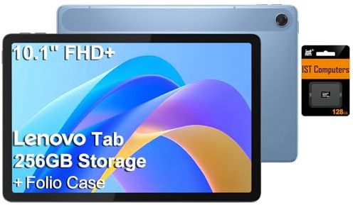 Lenovo Tab M10 Idea Tablet Android da 10,1 pollici, memoria da 256 GB (128 GB eMMC + scheda SD da 128 GB), FHD+ (1920 x 1200), MediaTek a 8 core, design ultra leggero per bambini, studenti, giochi