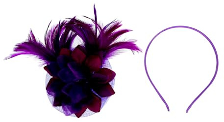 CHICAMPERA Bandeau Fascinateur Plume Vintage en Voile Respirant Violet pour Bal et Soirée Accessoire Cheveux Léger Femme