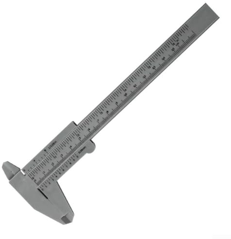Calibrador Vernier de plástico 0-150mm Herramienta de medición de escala de doble regla para la escuela de joyería Medición antigua Instrumento de calibre DIY (gris)
