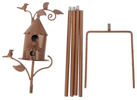 TOPINCN 19cm Height Metal Birdhouse, Exquisite Unique Decorative Metal Birdhouse with Stake Bird Houses Stake for Outdoor Garden Patio Decoration and Bird Attraction