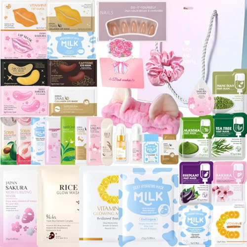 37PCS Pamper Gifts for Women, Skincare Set with Face Mask, Serum, Cleanser, Scrub, Lip & Eye Masks, Travel Essentials Beauty Gift Set, Birthday Gifts for Her, Teen Skincare Spa Kit