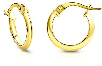 Orovi Schmuck Damen Klassische Zeitlose goldene Creolen Ohrringe Elegante Klappcreolen aus Gelbgold 18 Karat(750) Gold, Kreolen-Durchmesser 14,5 mm