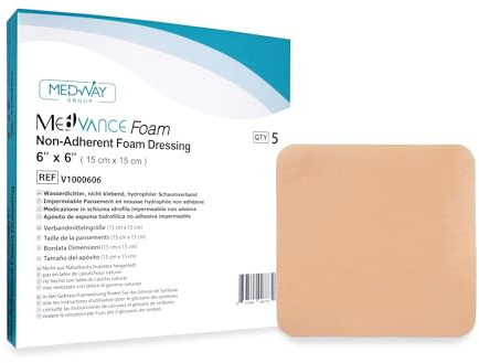 MedVancTM Espuma - Apósito de espuma hidrofílica no adhesiva impermeable 15 cm x 15 cm Caja de 5 apósitos