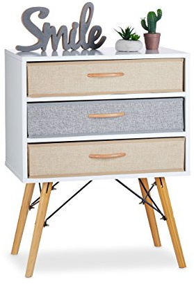Avslappningsdagar, flerfärgad kommode med 3 lådor, dubbelsidiga skåp, avtagbara fällboxar, nattkommode H x B x T 74 x 58 x 44 cm, standard