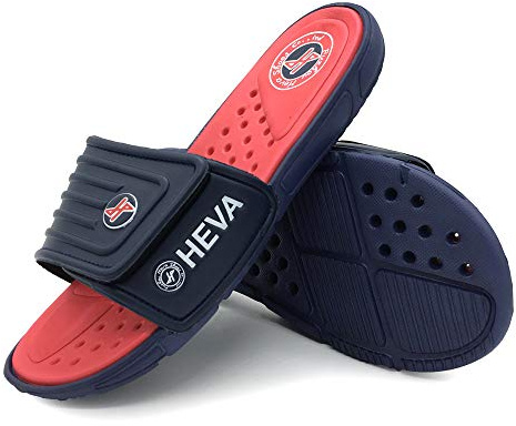 HEVA Men's Slide Fashion Open Toe Beach Pool Slippers | Adjustable Soft Comfy Sandals