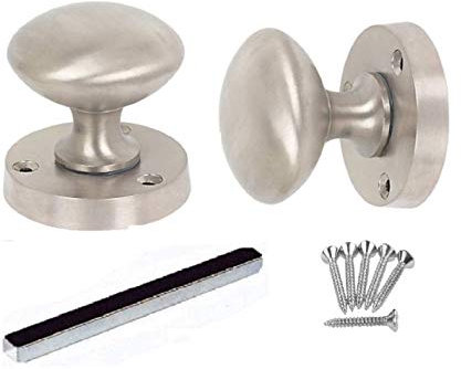 Golden Grace Satin Brushed Chrome Mortice Sprung Door Knob Set Pack Pair