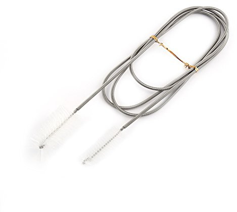 Fydun Aquarium Reinigungsbürste 155cm Schlauchbürste Flexible Edelstahlfeder Doppelbürste Frühjahrsputzbürste für Aquarium Reagenzgläser Strohhalme(Transparent)
