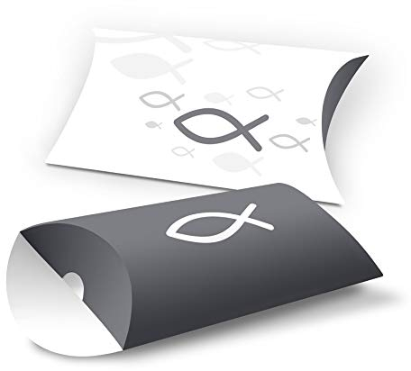 itenga Kissen Verpackung Gastgeschenk Geldgeschenk Fisch Taufe Kommunion Konfirmation Firmung Jungen Mädchen (10 Stück, Grau)