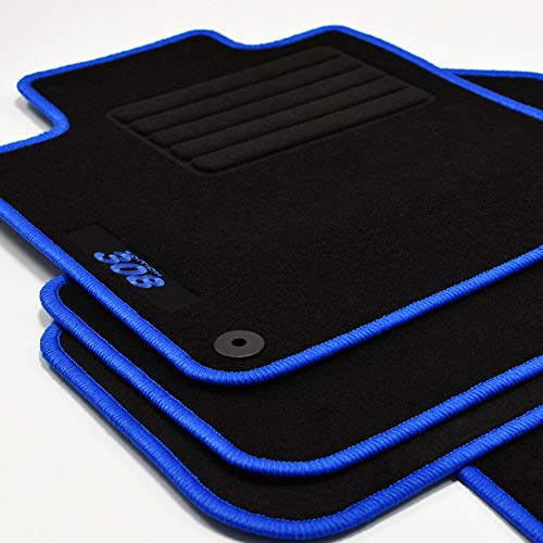 Mattenprofis Velours Logo Fußmatten passend für Peugeot 308 SW Kombi ab Bj.03/2014 blau