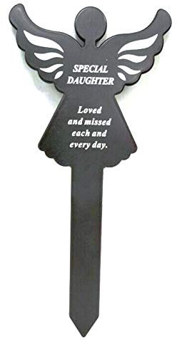 Special Daughter Family Memorial Black Angel Stake Grave Marker Ornament Garden Remembrance Spike
