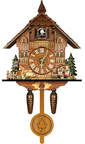 kangten Reloj de cuco antiguo reloj de cuco de la Selva Negra Reloj de Madera Vintage Reloj de Madera Negra Decoración del Hogar Excelente Regalo para el Hogar Arte Oficina Hotel Decoración 25×10×46