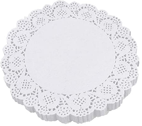 5 Inch Round Paper Doilies - White Lace Disposable Paper Doilies - for Crafts,Cakes,Food, Desserts, 100 PCS