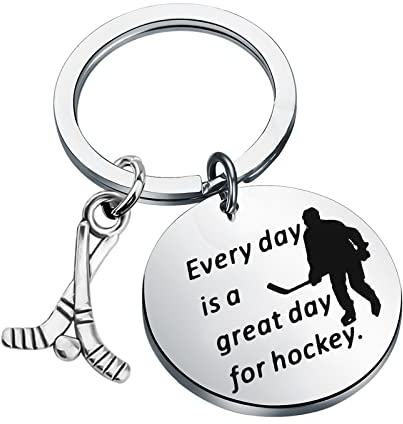 Lywjyb Birdgot Hockey-Schlüsselanhänger Every Day is A Great Day für Hockey-Geschenke für Hockeyspieler, silber, 1.18inch