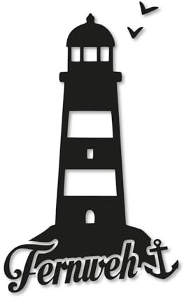 Generisch Leuchtturm Fernweh Aufkleber Sticker Moin Moin Anker Sylt Strand Küste Farbe: Orange 20x12cm