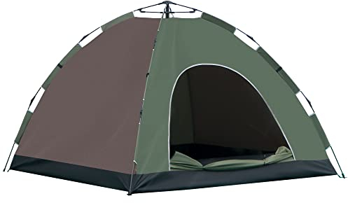 Outsunny Tenda Campeggio Pop-Up 4 Posti, Tenda da Spiaggia con Borsa da Trasporto, Ganci per Lampade e Tasche Portaoggetti, Protezione UV, 210x210x135 cm