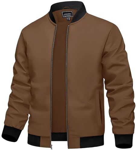 TACVASEN Men's Bomber Jackets Autumn Lightweight Jacket Smart Casual Outdoor Sports Windbreaker Coat with Pockets