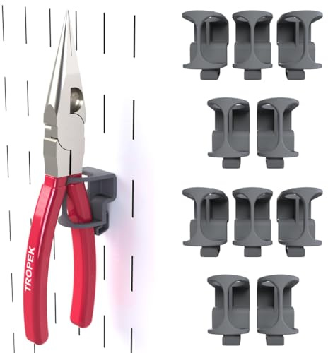 TROPEK Pliers Bracket Model 104 | Compatible with Wall Control | for Tool Wall Organization to Hang Pliers, Ratchet, Socket Extension, or Scissors | 10-Pack