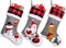 Duosheng & Elegant Weihnachtsstrümpfe 3 Stück Nikolausstrumpf Christmas Stocking Weihnachtssocken Strümpfe mit Pinguin Bär Hirsch Baum für Familie Kinder Urlaub Kamin 3 Stück