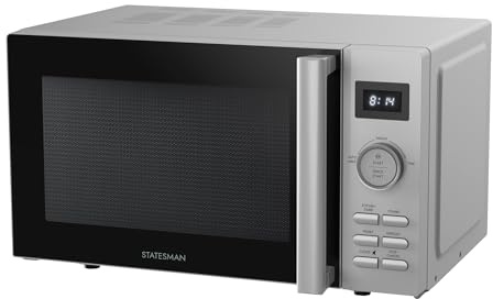 Statesman 20L 800W Stainless Steel Digital Microwave - 11 Power Levels, 8 Auto Cooking Programmes, 95 Minute Cooking Timer - SKMS0820DSS
