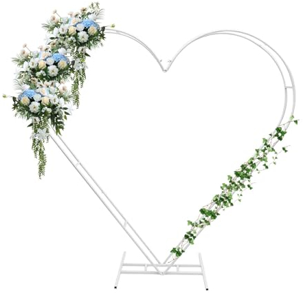Herz Hochzeitsbogen, Metall Hochzeit Bogen Weiß Wedding Arch Backdrop Stand Rosenbögen für Hochzeit Geburtstag Party Dekorationen