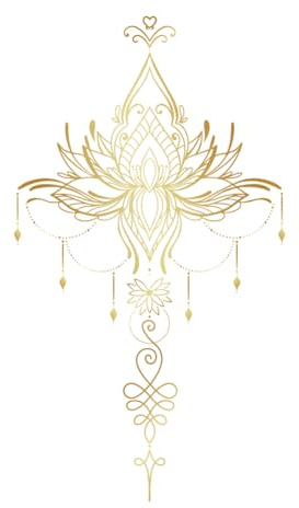 SUPERDANT Autocollant Mural Lotus Doré Mandala Fleur Stickers Muraux Mandala Forme de Coeur Vinyle Autocollant Lotus Yoga Méditation Art Peintures Murales Décor pour Salle de Yoga Salon Chambre