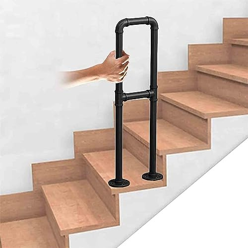 Barandilla de Escalera con Barra Transversal Desmontable, Barandilla Barandilla Industrial de Hierro Forjado en Forma de U, Adecuada para Barras de Apoyo Decorativas en el jardín y el ático