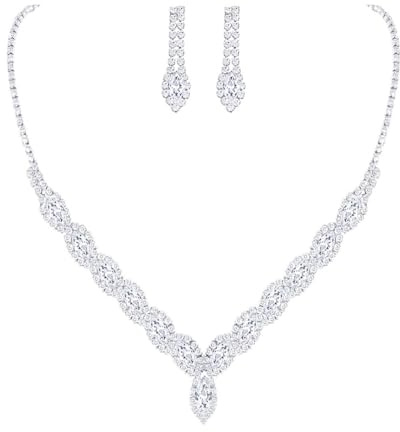 PLABBDPL Juego de 3 Conjunto de Joyas Novia Cristal Collar Diamantes de Imitación Pendientes Juegos de Joyas para Mujer, para Fiestas, Bodas