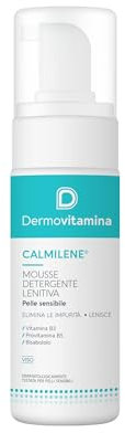 Dermovitamina Calmilene Mousse Detergente Lenitiva - Detergente Viso - Azione Struccante per Pelli Sensibili - Con Pantenolo, Niacinamide e Bisabololo - Note Agrumate - 150ml