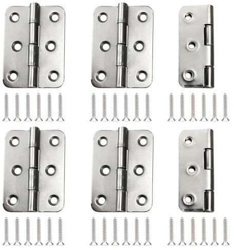 Metall-Kugellager-Scharniere für Holzkisten, Klappscharniere, Innentürscharniere, klassische Möbelbeschläge, Scharniere mit Schrauben für Schrank, Schublade, Silber, 6 Stück