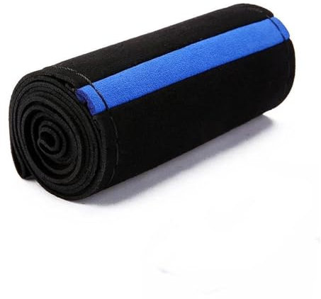 DZSNBMSHD Lenkrad Abdeckung Lenkradbezug Aus Fell Fürs Auto Universell 38 cm Geflochten Schutzbezug Für Auto-Lenkrad Leder rutschfeste Innenteile Lenkradhülle(Blue Black Wire)