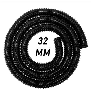 10 Meter Flexible 1.25 Pond Pumps Hose - 32mm Black Smooth Bore Hose - Corrugated Filter/Drainage Pipe with Double Wire Hose Clamp Set
