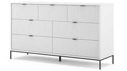 Vicco Sideboard Eliza, Weiß, 42 x 81 cm | mit 7 Schubladen, zur Aufbewahrung von Kleidung und Haushaltsgegenständen