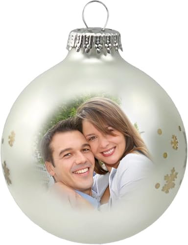 Contento Weihnachtskugel mit Foto, aus Glas, Christbaumkugel personalisiert mit Bild Weihnachtsdeko für Partner und Familie, (silberfarben, 1 STK.)