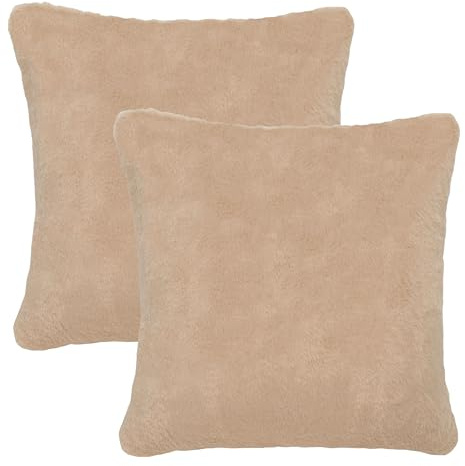 SAFAVIEH Home Collection Flayn Brown Faux Fur 17-inch Square Decorative Accent Throw Pillow with Insert (Set of 2)